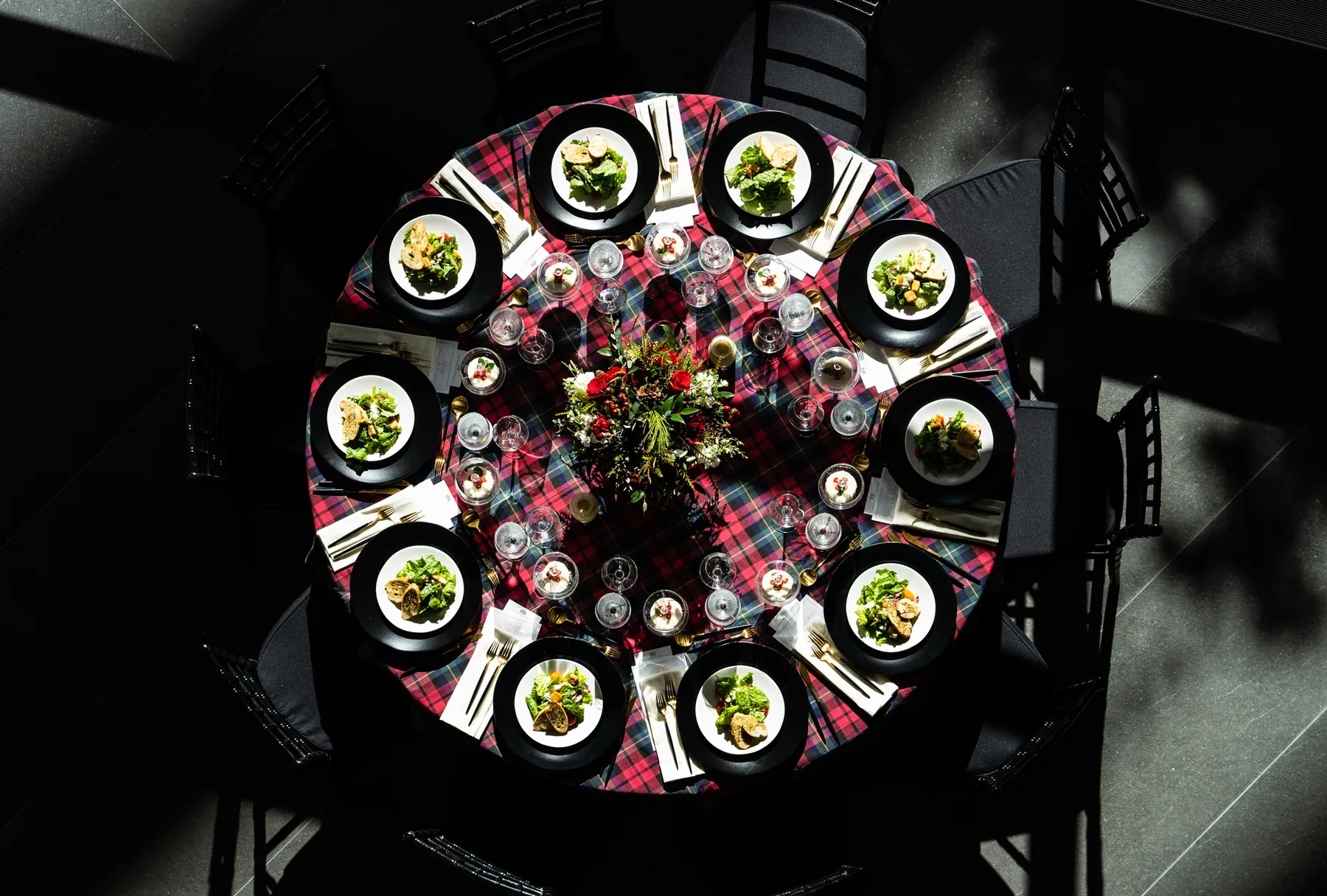 A circular dessert display