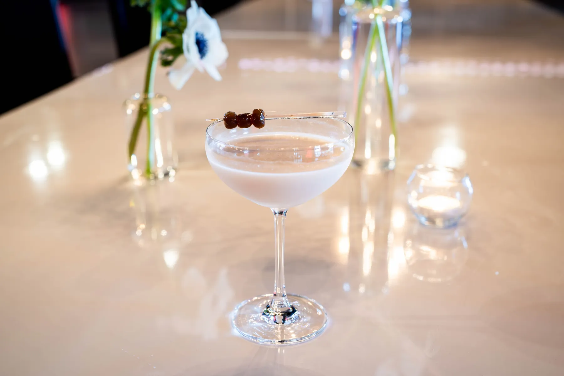 A garnished cocktail